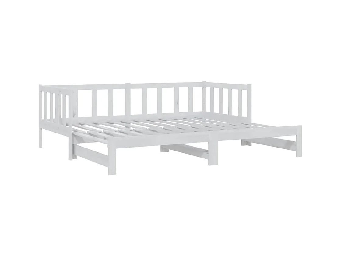 Lit gigogne Blanc 2x(90x200) cm Bois de pin massif HOQW84069