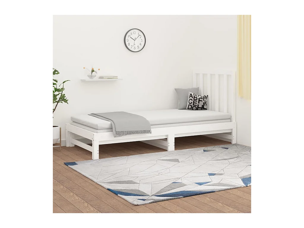 Slaapbank uitschuifbaar massief grenenhout wit 2x(90x190) cm NL18010