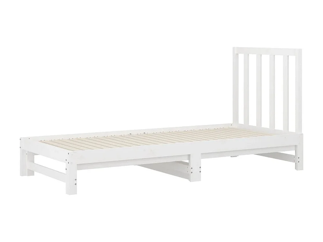 Slaapbank uitschuifbaar massief grenenhout wit 2x(90x190) cm NL18010