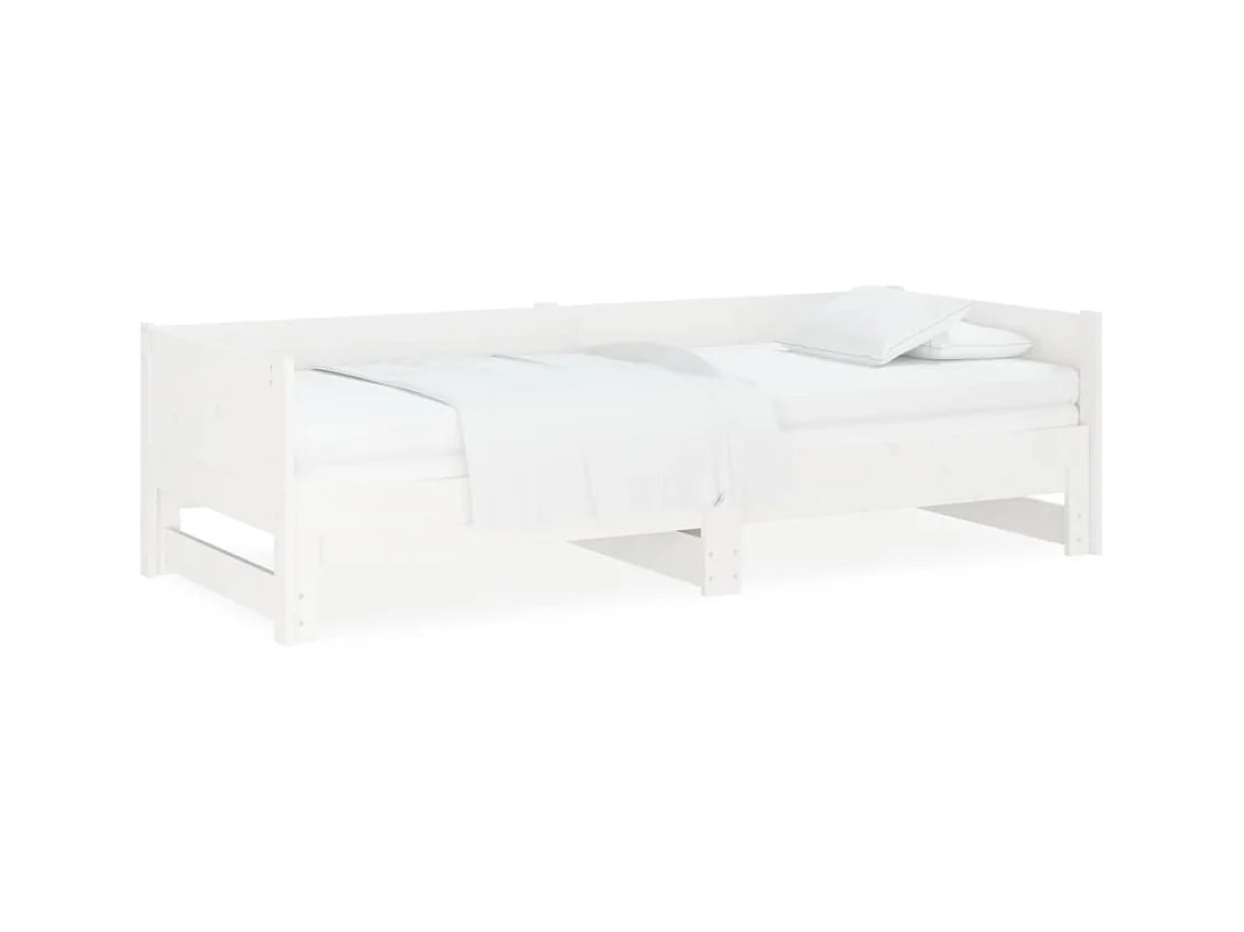 Ausziehbares Tagesbett,Ausziehbett Weiß Massivholz Kiefer 2x(90x190) cm -gkd76984