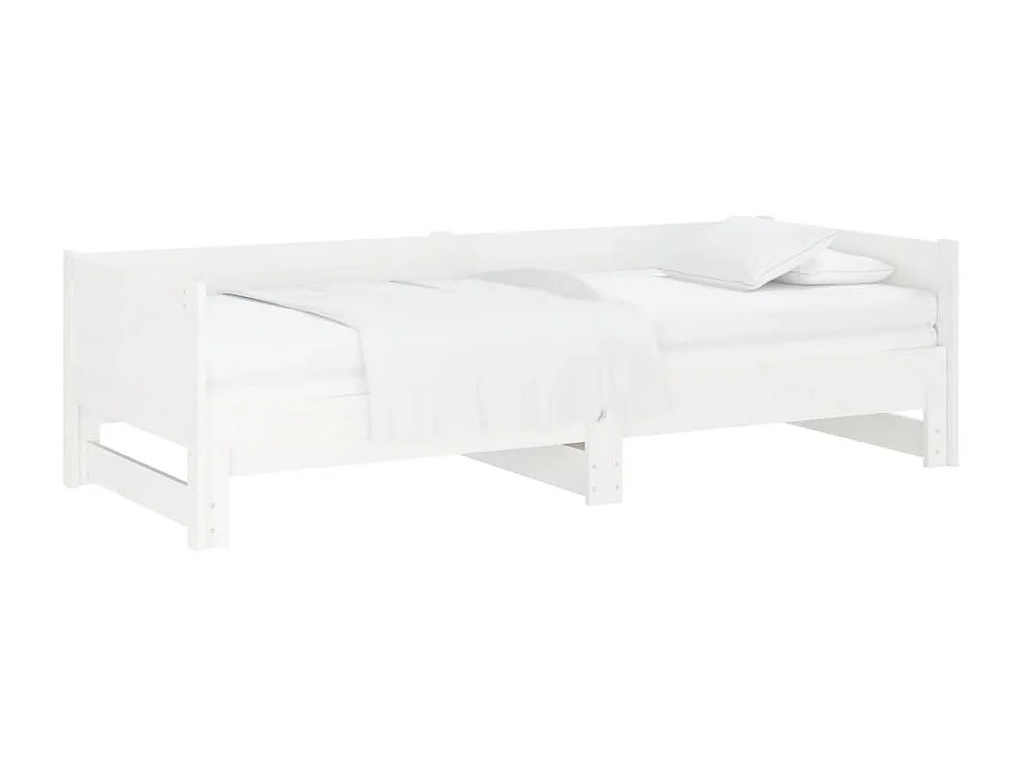 Slaapbank uitschuifbaar massief grenenhout wit 2x(90x190) cm NL65467