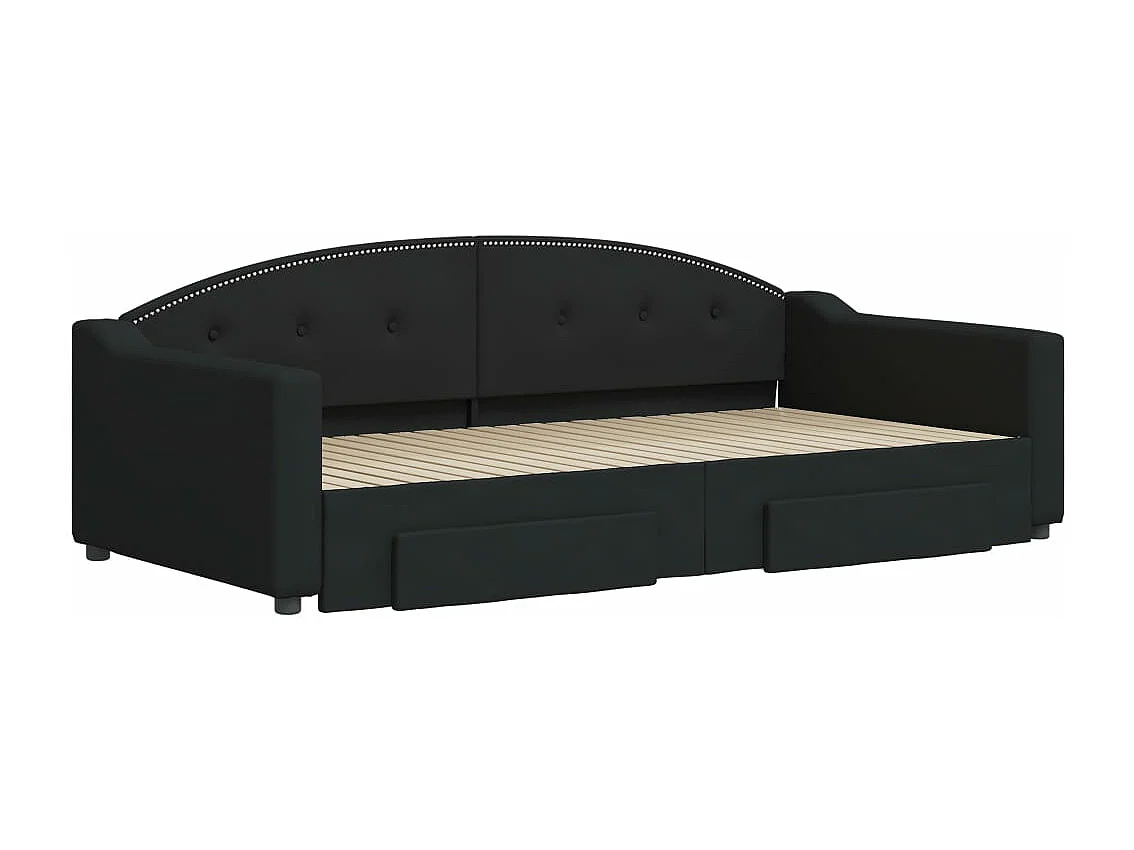 Cama nido con cajones tela negro 100x200 cm ES767002