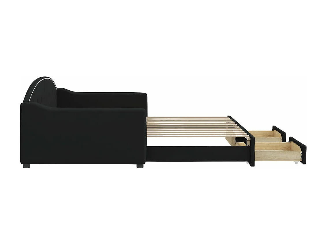 Cama nido con cajones tela negro 100x200 cm ES767002