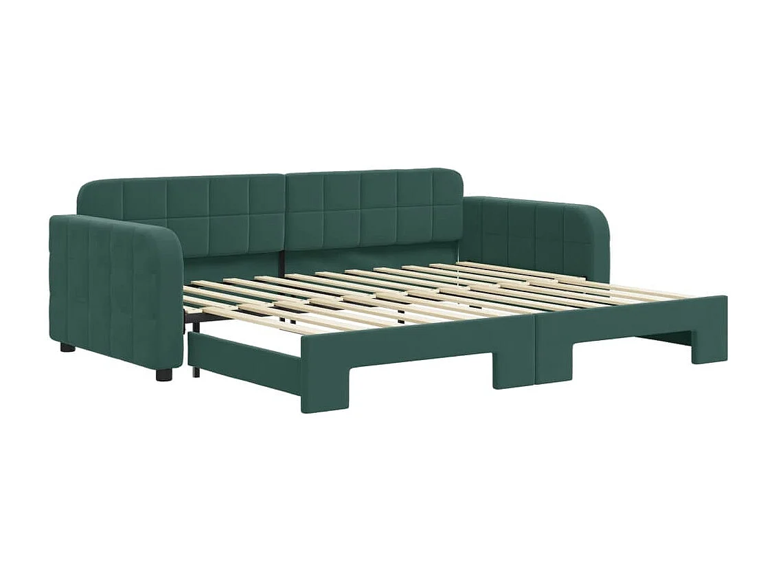 Lit gigogne vert foncé 90x200 cm velours ASW94153