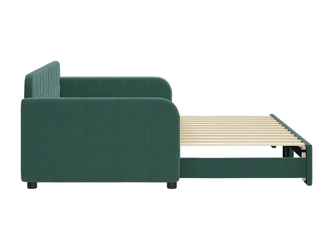 Lit gigogne vert foncé 90x200 cm velours ASW94153