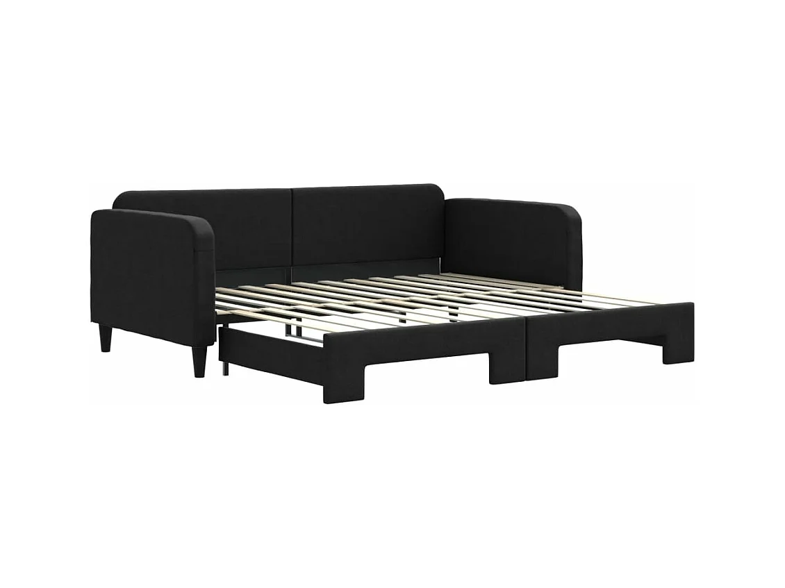 Lit gigogne noir 100x200 cm tissu WVGQ6623
