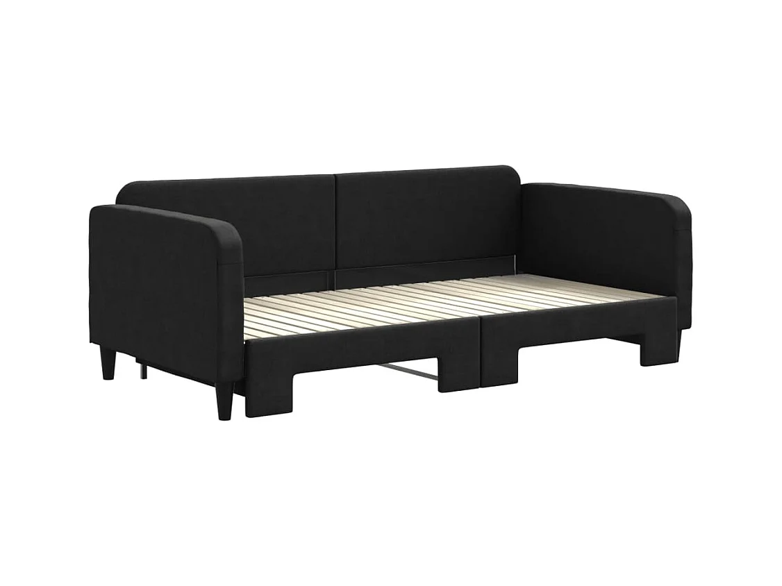 Lit gigogne noir 100x200 cm tissu WVGQ6623