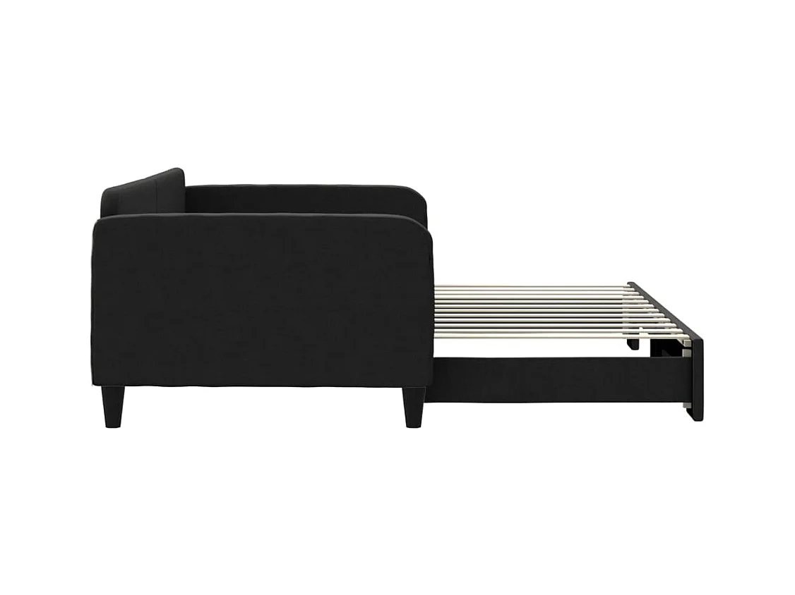 Lit gigogne noir 100x200 cm tissu WVGQ6623
