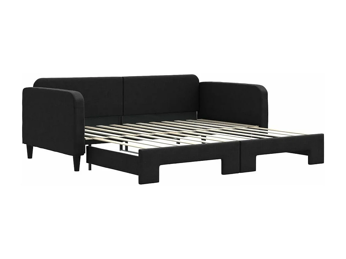 Lit gigogne noir 100x200 cm tissu WVGQ6623