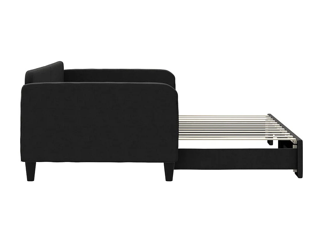 Lit gigogne noir 100x200 cm tissu WVGQ6623