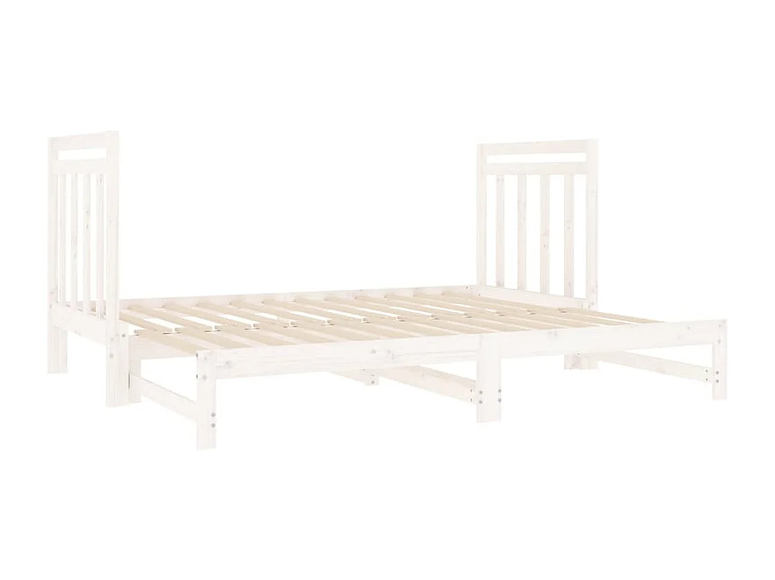 Slaapbank uitschuifbaar massief grenenhout wit 2x(90x190) cm NL61605