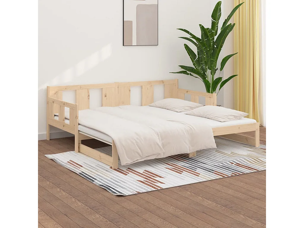 Tagesbett Ausziehbar,Ausziehbett Massivholz Kiefer 2x(80x200) cm -gkd58029