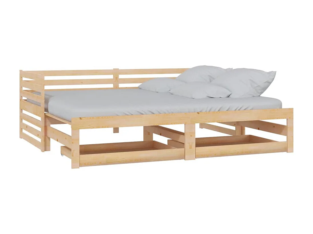 Lit gigogne 2x(90x200) cm Bois de pin massif HOQW18753