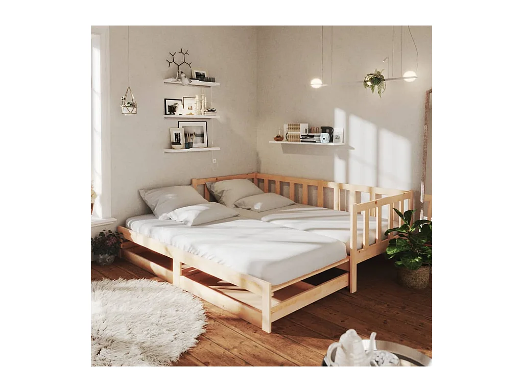 Lit gigogne 2x(90x200) cm Bois de pin massif HOQW18753