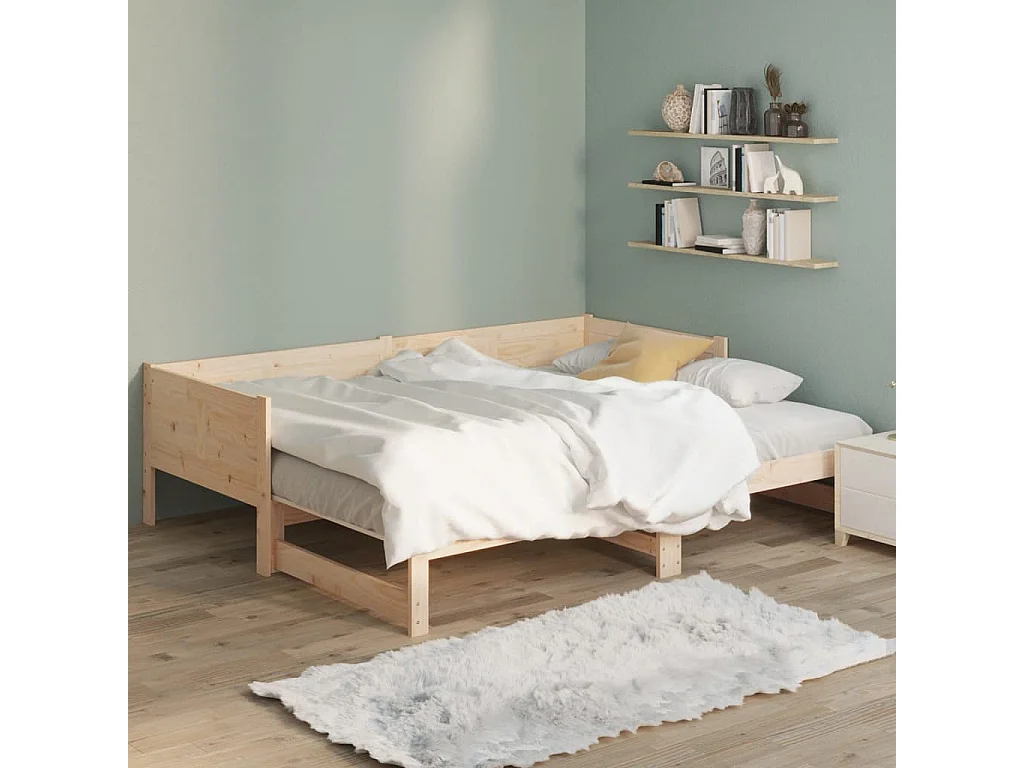 Lit gigogne Bois de pin solide 2x(90x200) cm HOQW95173