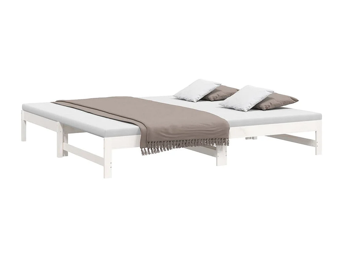 Lit gigogne Blanc 2x(80x200) cm Bois de pin massif HOQW47508