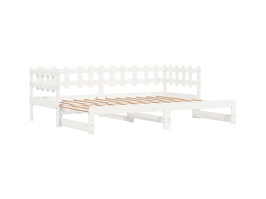Lit gigogne Blanc 2x(90x200) cm Bois de pin massif HOQW34635