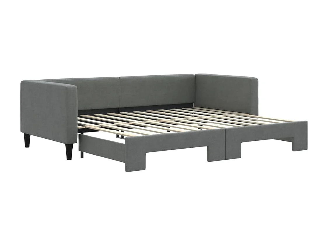Cama dupla com gavetão 90x200 cm tecido cinzento-escuro PT304661