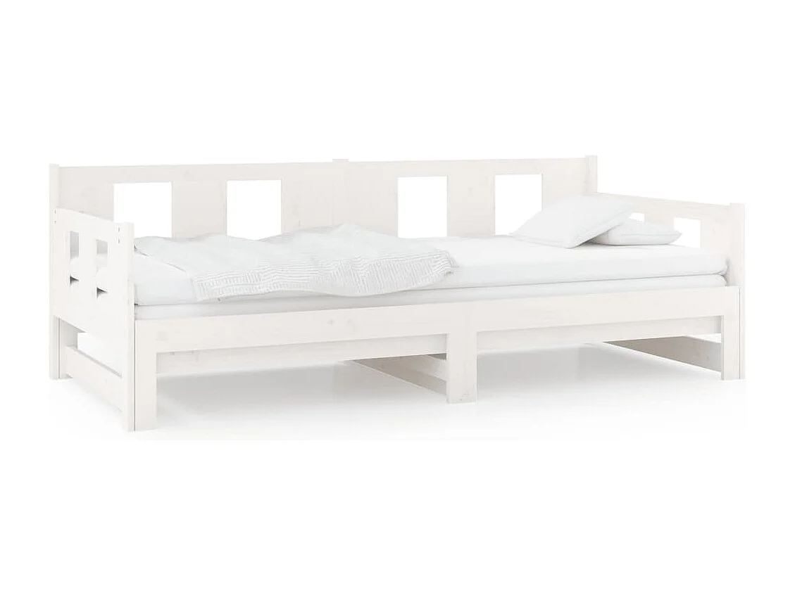 Tagesbett Ausziehbar,Ausziehbett Weiß Massivholz Kiefer 2x(90x190) cm -gkd11257