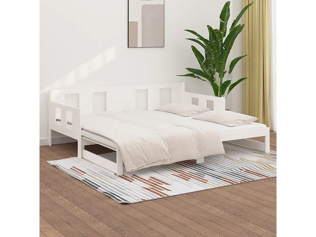 Cama dupla pinho maciço branco 2x(90x190) cm PT111906