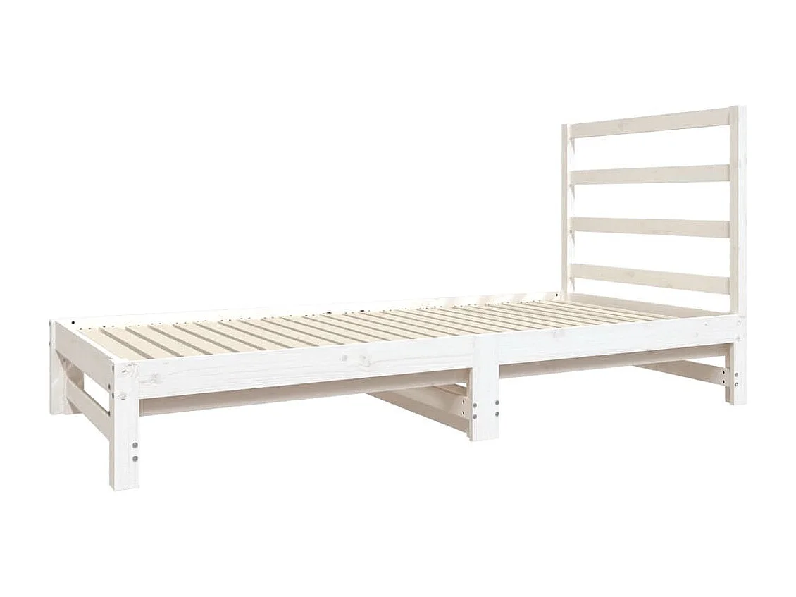 Lit gigogne Blanc 2x(90x190) cm Bois de pin massif HOQW16867