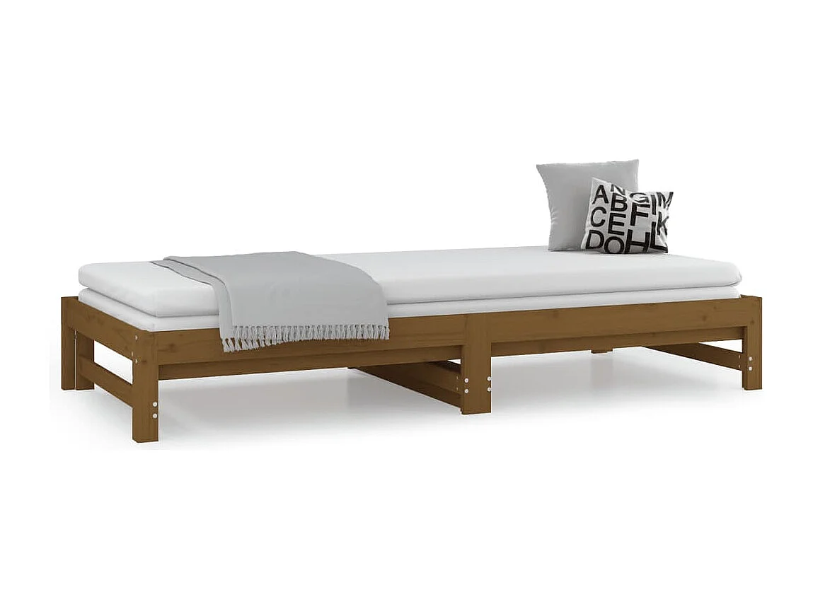 Lit gigogne Marron miel 2x(90x200) cm Bois de pin solide HOQW35607