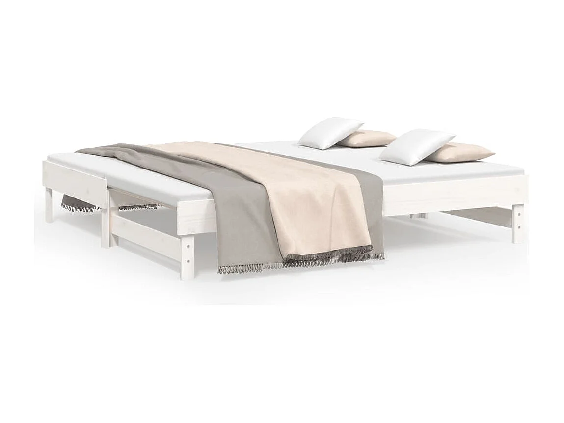 Tagesbett Ausziehbar,Ausziehbett Weiß 2x(90x190) cm Massivholz Kiefer -gkd14712