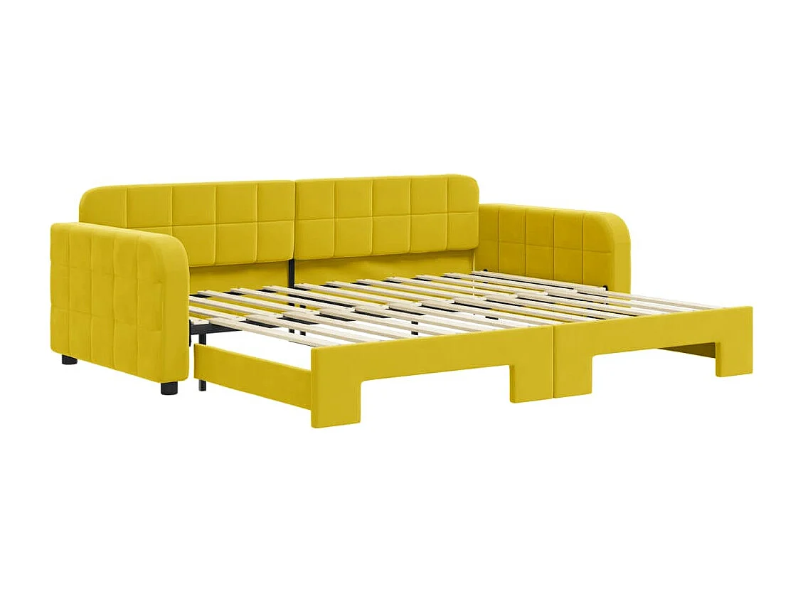 Lit gigogne jaune 90x200 cm velours WVGQ1049