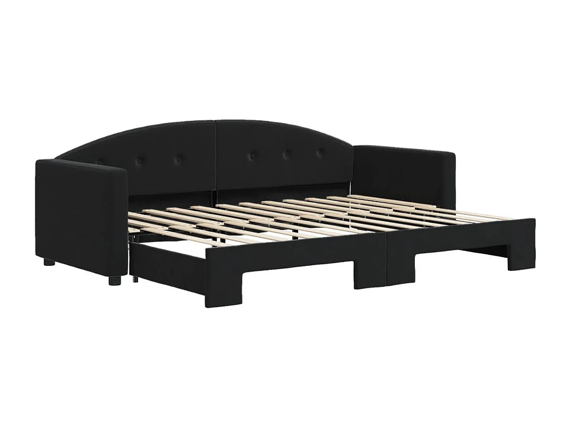 Lit gigogne noir 80x200 cm velours ASW10067