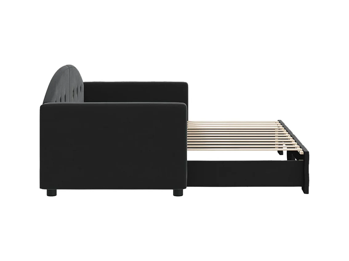 Slaapbank met onderschuifbed 80x200 cm fluweel zwart NL33232