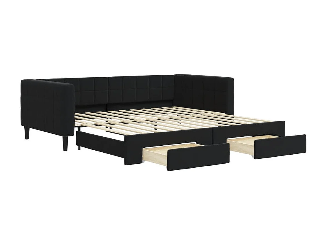 Tagesbett Ausziehbar,Ausziehbett mit Schubladen Schwarz 100x200 cm Samt -gkd43964