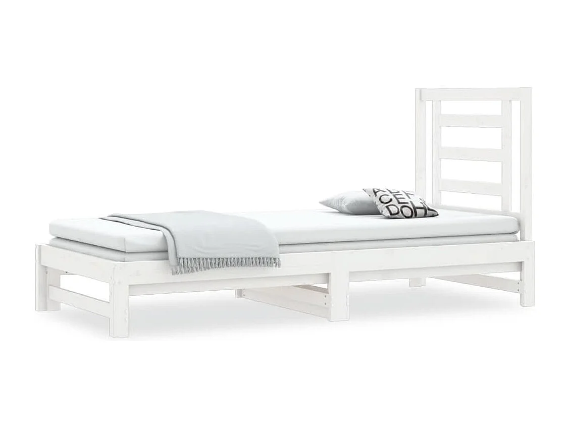 Lit gigogne Blanc 2x(90x200) cm Bois de pin massif HOQW30866