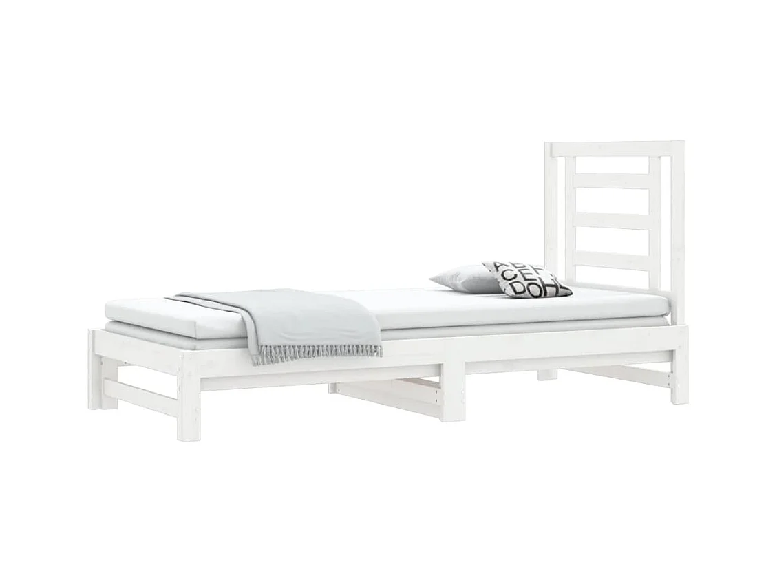 Lit gigogne Blanc 2x(90x200) cm Bois de pin massif HOQW30866