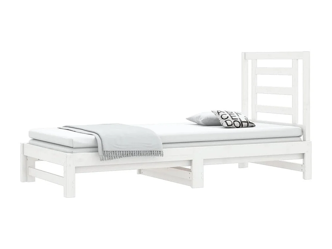 Tagesbett Ausziehbar,Ausziehbett Weiß 2x(90x200) cm Massivholz Kiefer -gkd76854