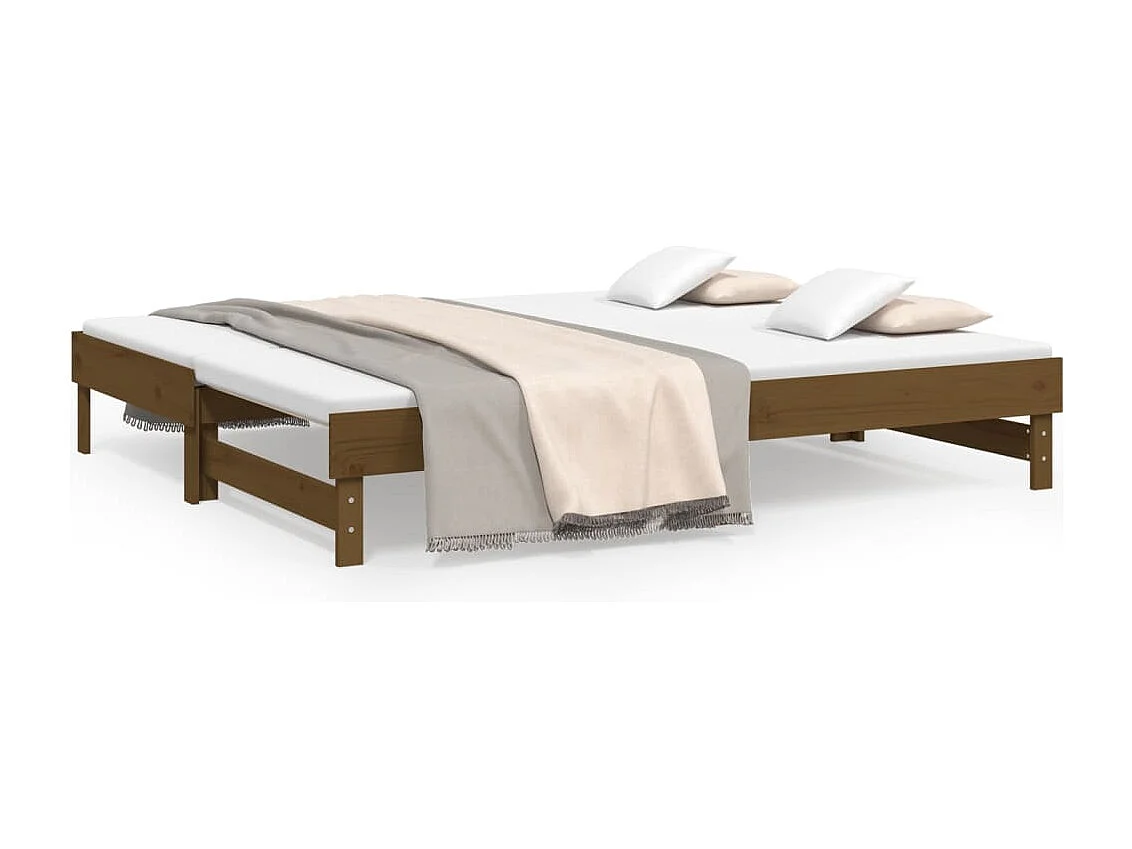 Cama dupla 2x(100x200) cm pinho maciço castanho-mel PT997570