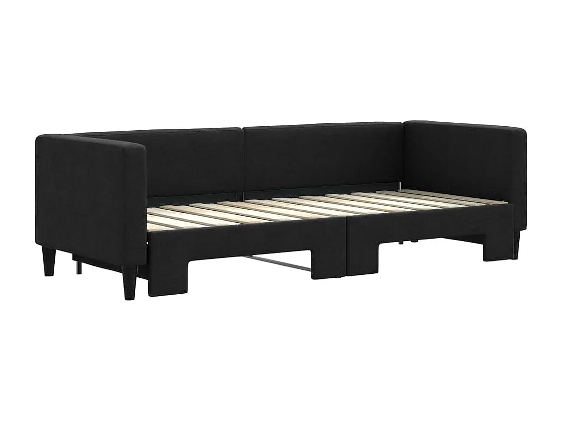 Lit gigogne noir 80x200 cm tissu WVGQ1310
