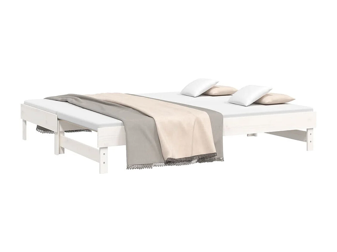 Lit gigogne Blanc 2x(100x200) cm Bois de pin massif HOQW41301