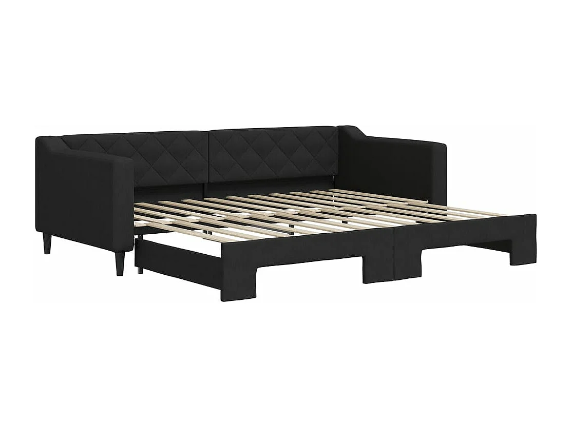 Lit gigogne noir 90x200 cm tissu ASW48376