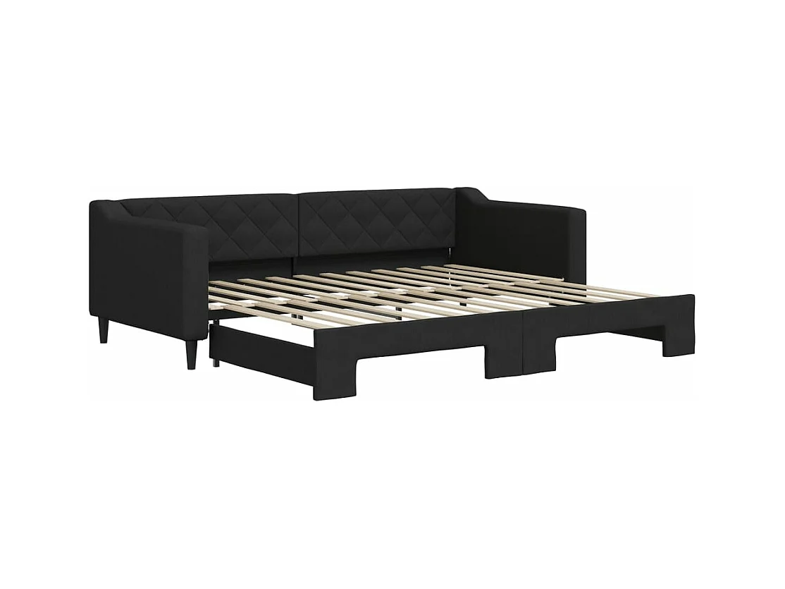 Cama dupla com gavetão 90x200 cm tecido preto PT497122