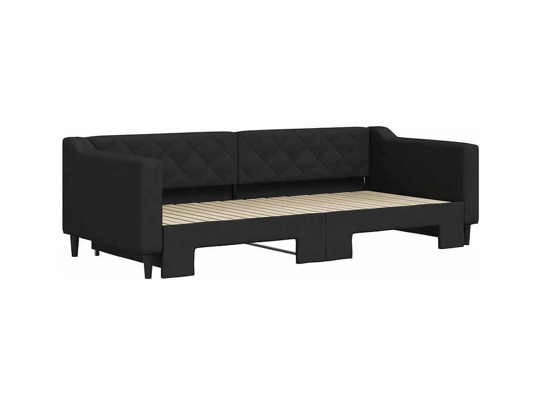 Cama dupla com gavetão 90x200 cm tecido preto PT497122