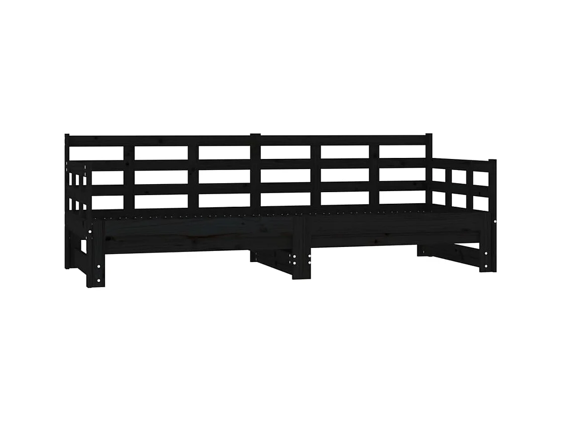 Lit gigogne Noir Bois de pin solide 2x(80x200) cm HOQW64345