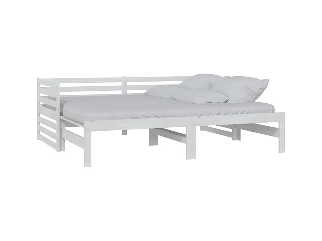 Cama dupla 2x(90x200) cm pinho maciço branco PT389878
