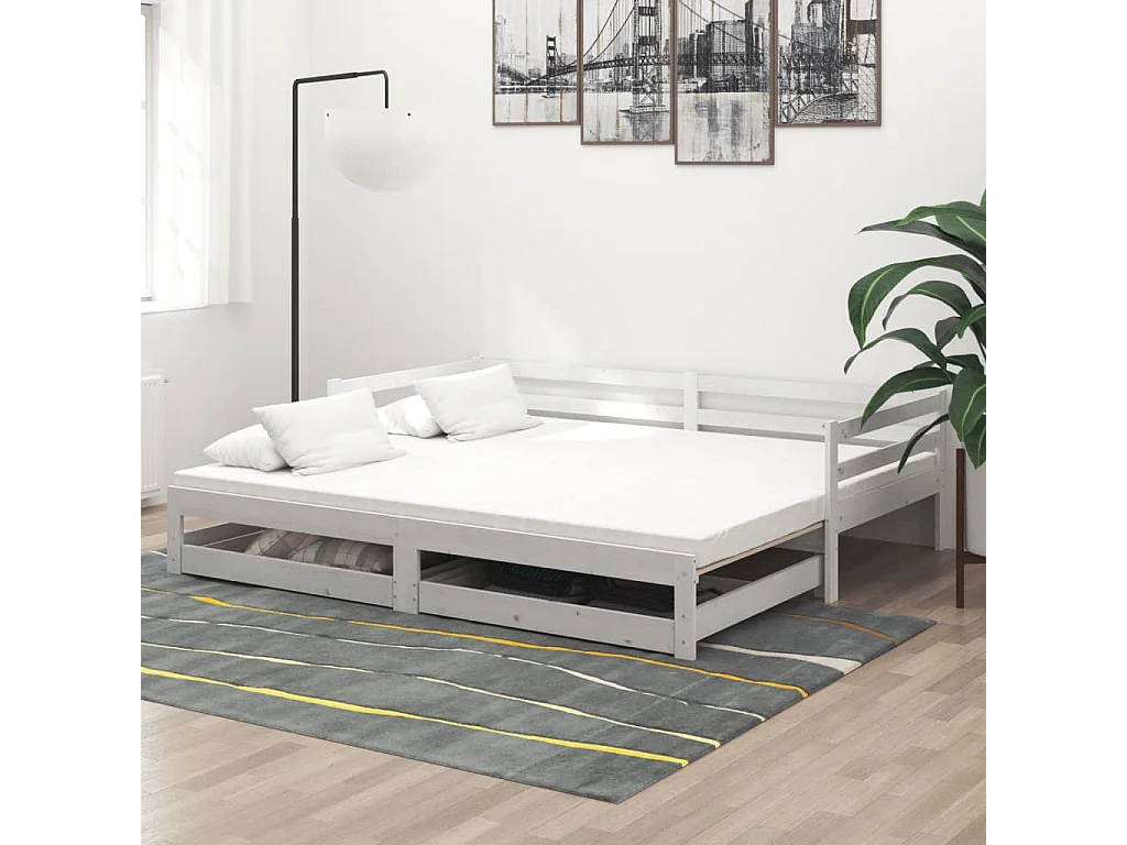 Cama nido - 90x200 cm extraíble madera maciza de pino blanco ES30943
