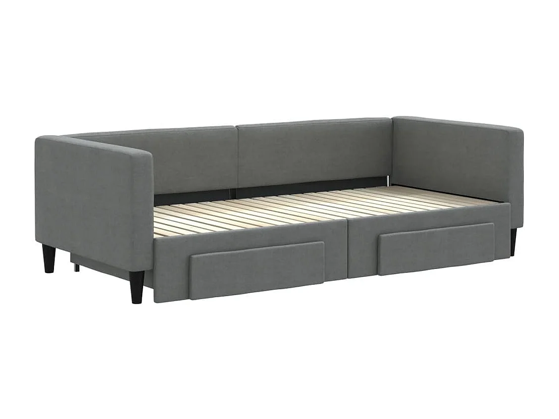 Cama nido con cajones tela gris oscuro 90x200 cm ES369613