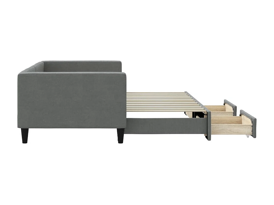 Cama nido con cajones tela gris oscuro 90x200 cm ES369613