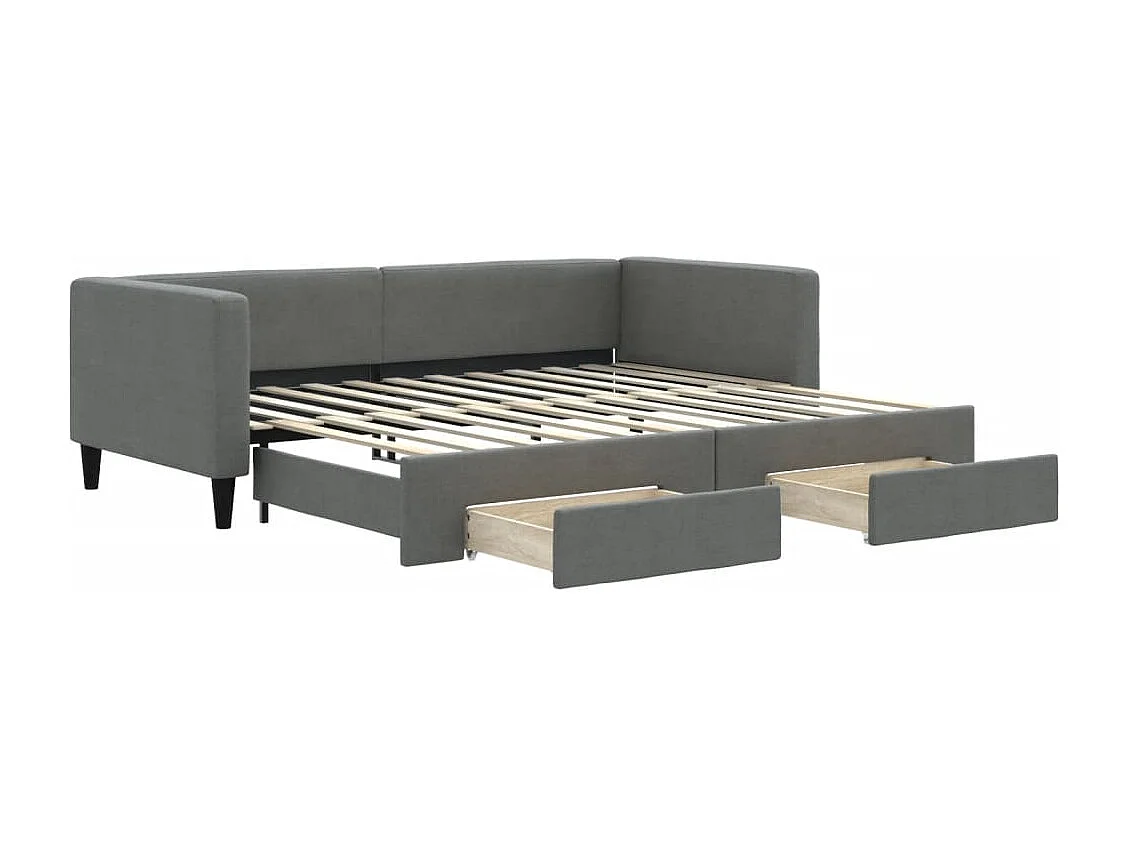 Cama dupla e gavetas 90x200 cm tecido cinzento-escuro PT368892