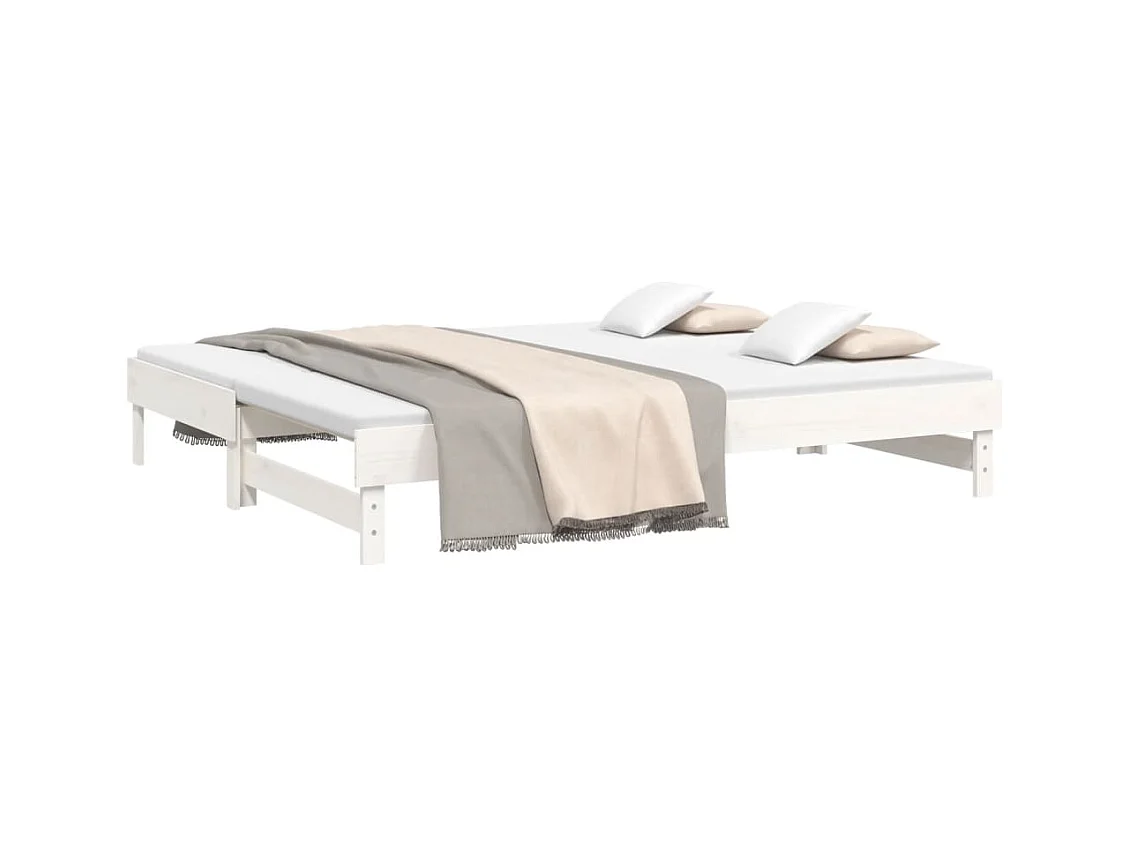 Lit gigogne Blanc 2x(90x200) cm Bois de pin massif HOQW38168
