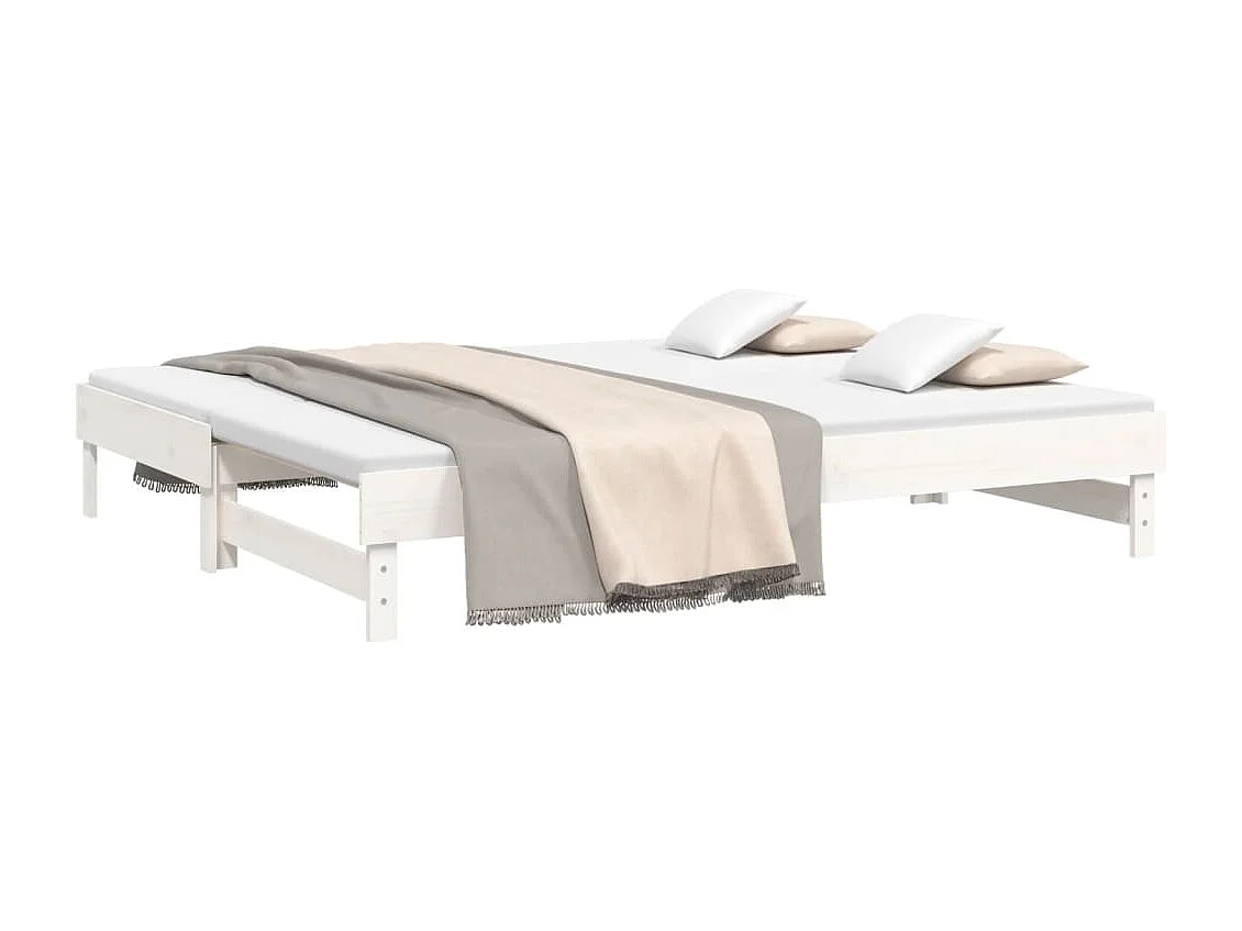 Lit gigogne Blanc 2x(90x200) cm Bois de pin massif HOQW38168