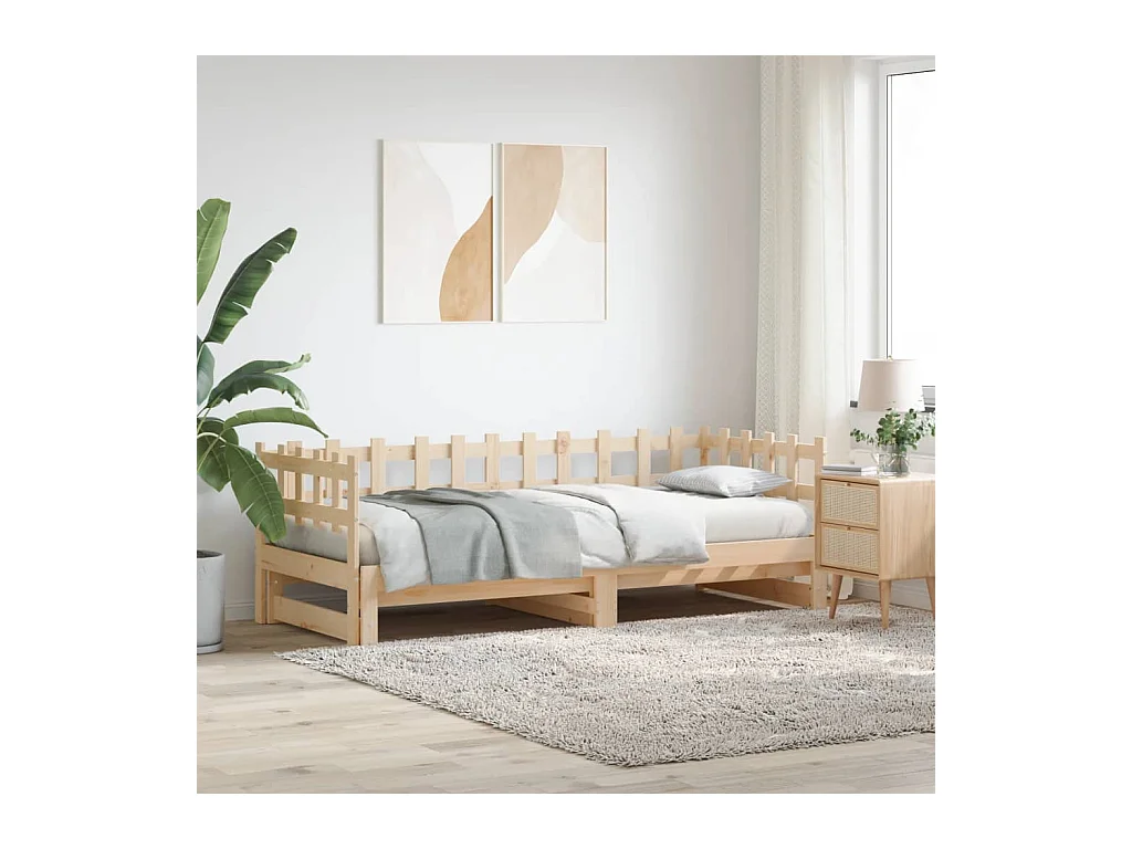 Lit gigogne 2x(90x190) cm Bois de pin massif HOQW41395