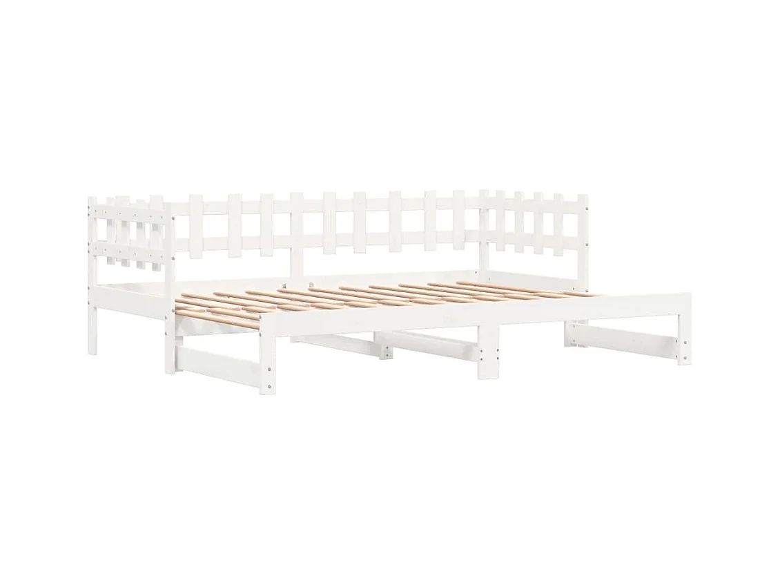 Lit gigogne Blanc 2x(80x200) cm Bois de pin massif HOQW73171